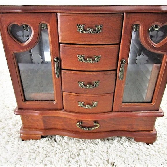 Vintage Storage & Organization Vintage Wood And Glass Jewelry Box